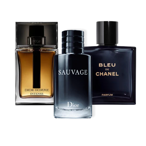 Combo aus 3 Herrenparfums – Sauvage Dior, Bleu de Chanel, Dior Homme Intense (Eau de Parfum)